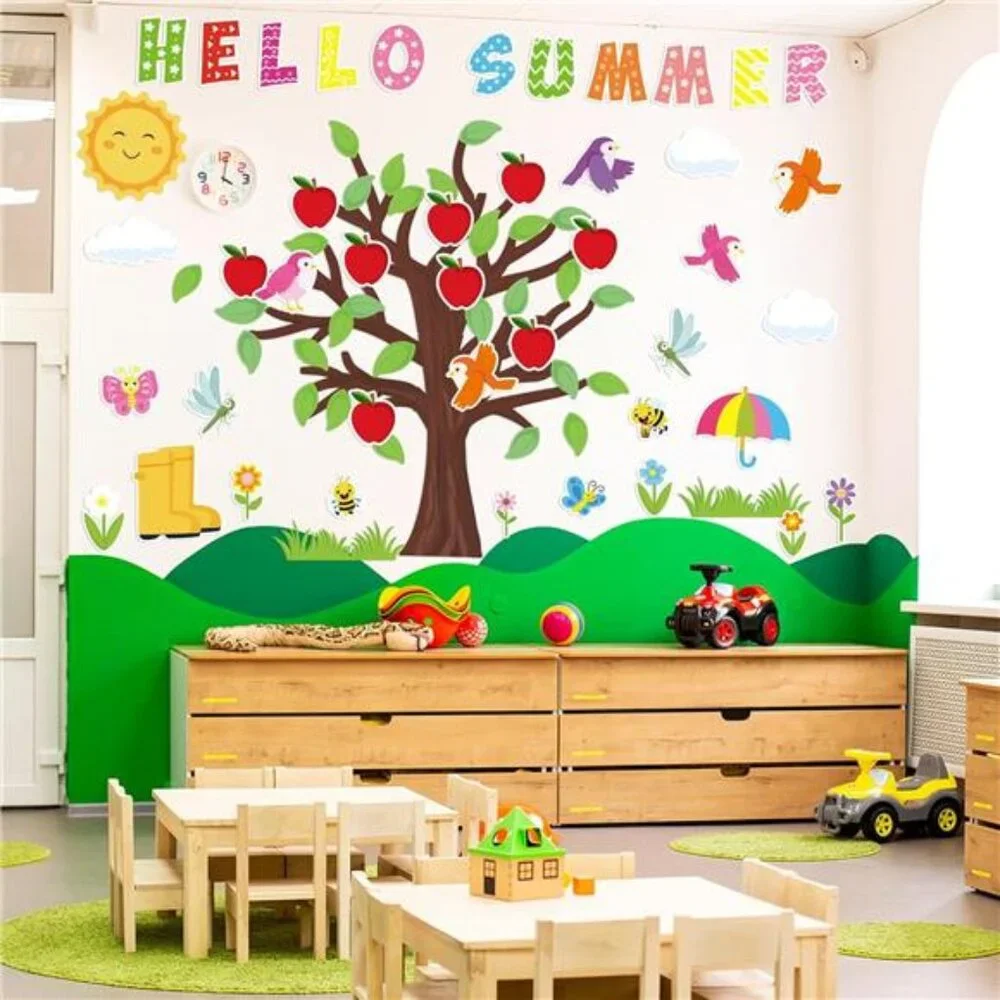 340Pcs Seasonal Tree Bulletin Board Set‎ - Spring, Summer, Fall, Winter Decor